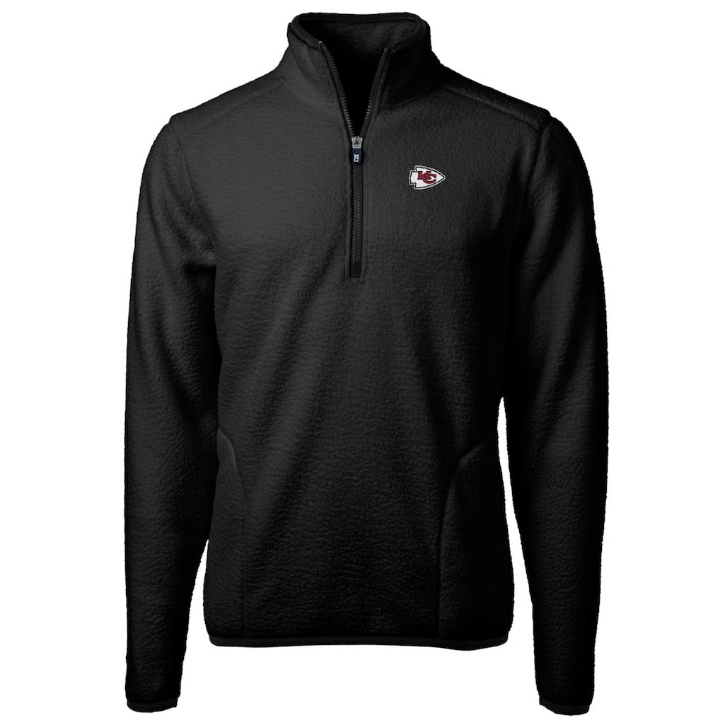 Kansas City Chiefs Cutter & Buck Big & Tall Cascade Eco Sherpa Fleece Quarter-Zip Pullover Jacket Black | NFL