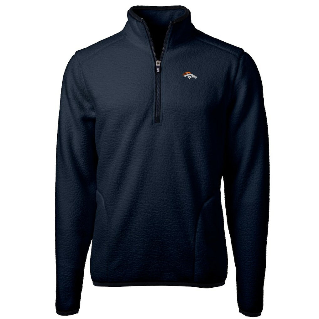 Denver Broncos Cutter & Buck Big & Tall Cascade Eco Sherpa Fleece Quarter-Zip Pullover Jacket Navy | NFL
