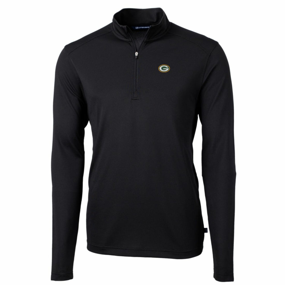 Green Bay Packers Cutter & Buck Big & Tall Virtue Eco Pique Quarter-Zip Pullover Jacket Black | NFL