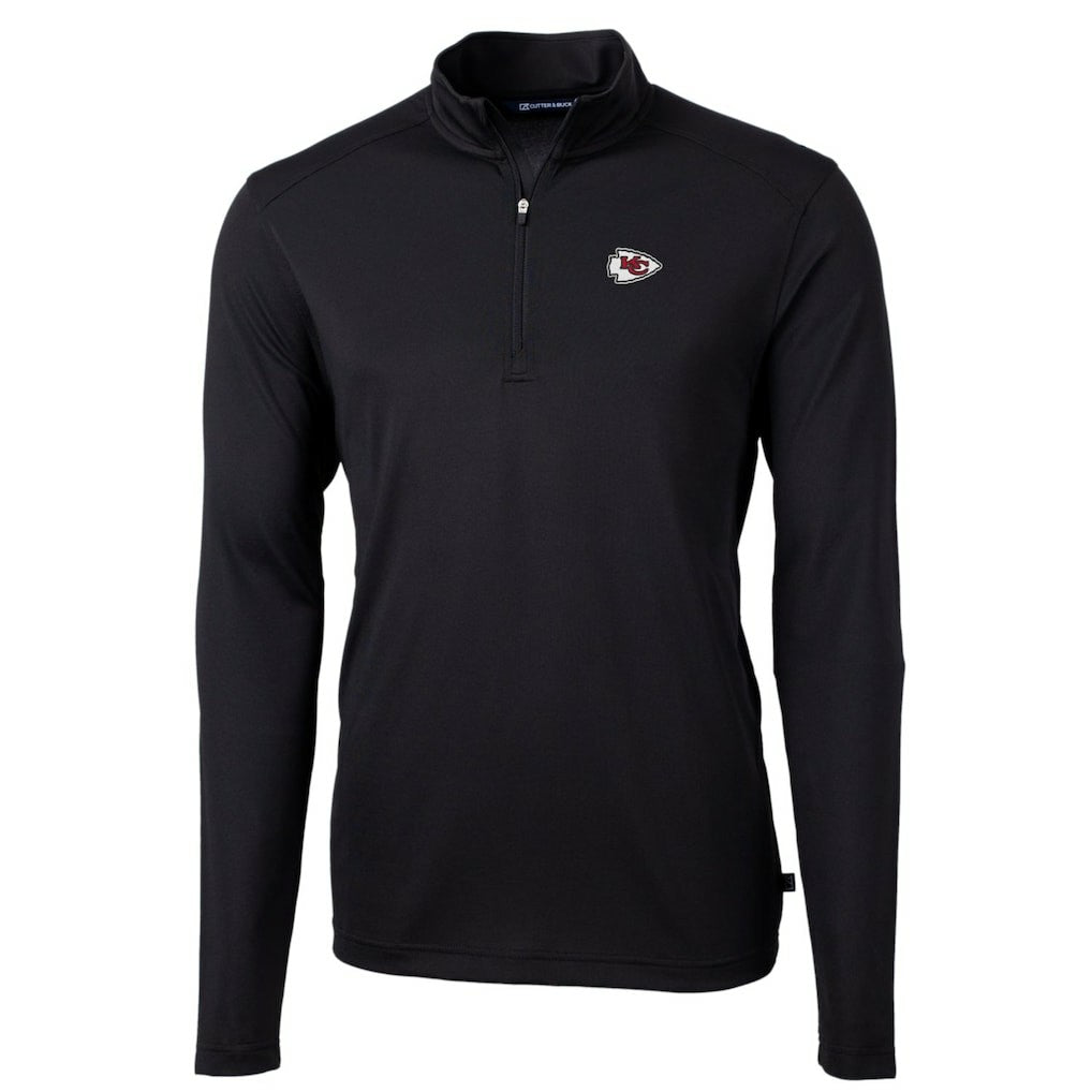 Kansas City Chiefs Cutter & Buck Big & Tall Virtue Eco Pique Quarter-Zip Pullover Jacket Black | NFL