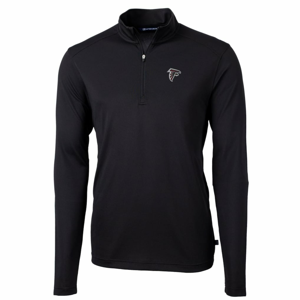 Atlanta Falcons Cutter & Buck Big & Tall Virtue Eco Pique Quarter-Zip Pullover Jacket Black | NFL