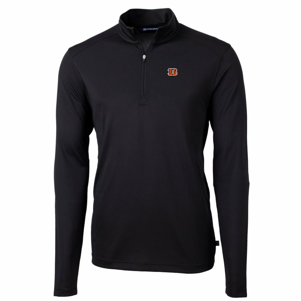 Cincinnati Bengals Cutter & Buck Big & Tall Virtue Eco Pique Quarter-Zip Pullover Jacket Black | NFL