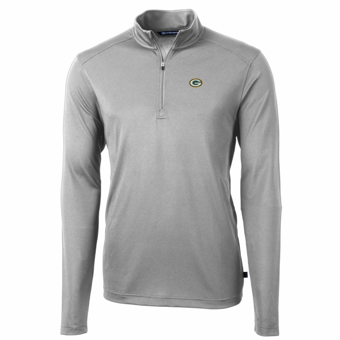 Green Bay Packers Cutter & Buck Big & Tall Virtue Eco Pique Quarter-Zip Pullover Jacket Gray | NFL
