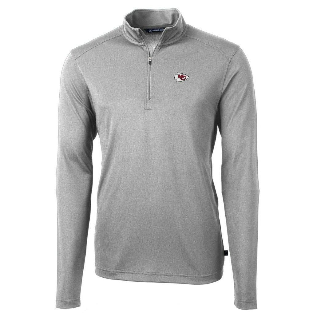 Kansas City Chiefs Cutter & Buck Big & Tall Virtue Eco Pique Quarter-Zip Pullover Jacket Gray | NFL