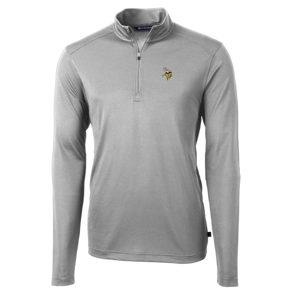 Minnesota Vikings Cutter & Buck Big & Tall Virtue Eco Pique Quarter-Zip Pullover Jacket Gray | NFL