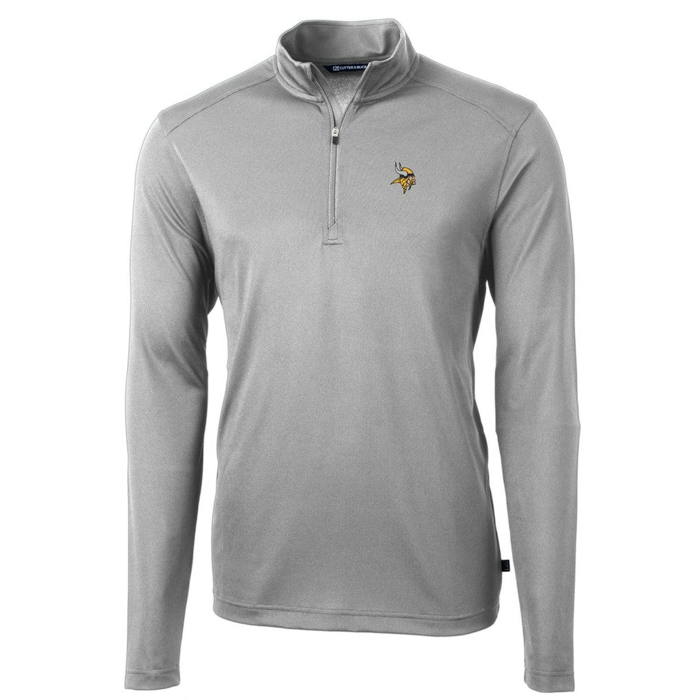 Minnesota Vikings Cutter & Buck Big & Tall Virtue Eco Pique Quarter-Zip Pullover Jacket Gray | NFL