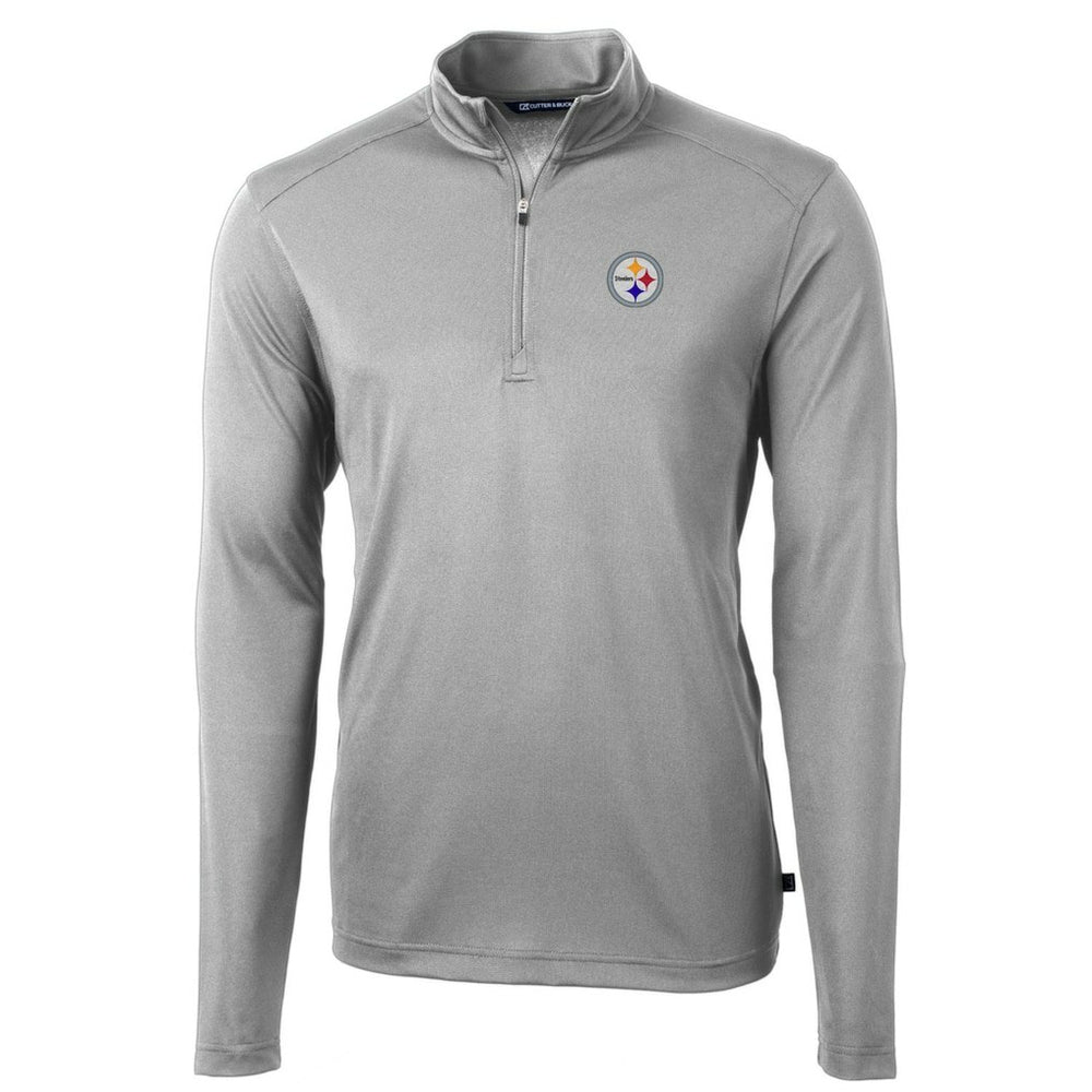 Pittsburgh Steelers Cutter & Buck Big & Tall Virtue Eco Pique Quarter-Zip Pullover Jacket Gray | NFL