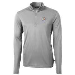 Pittsburgh Steelers Cutter & Buck Big & Tall Virtue Eco Pique Quarter-Zip Pullover Jacket Gray | NFL