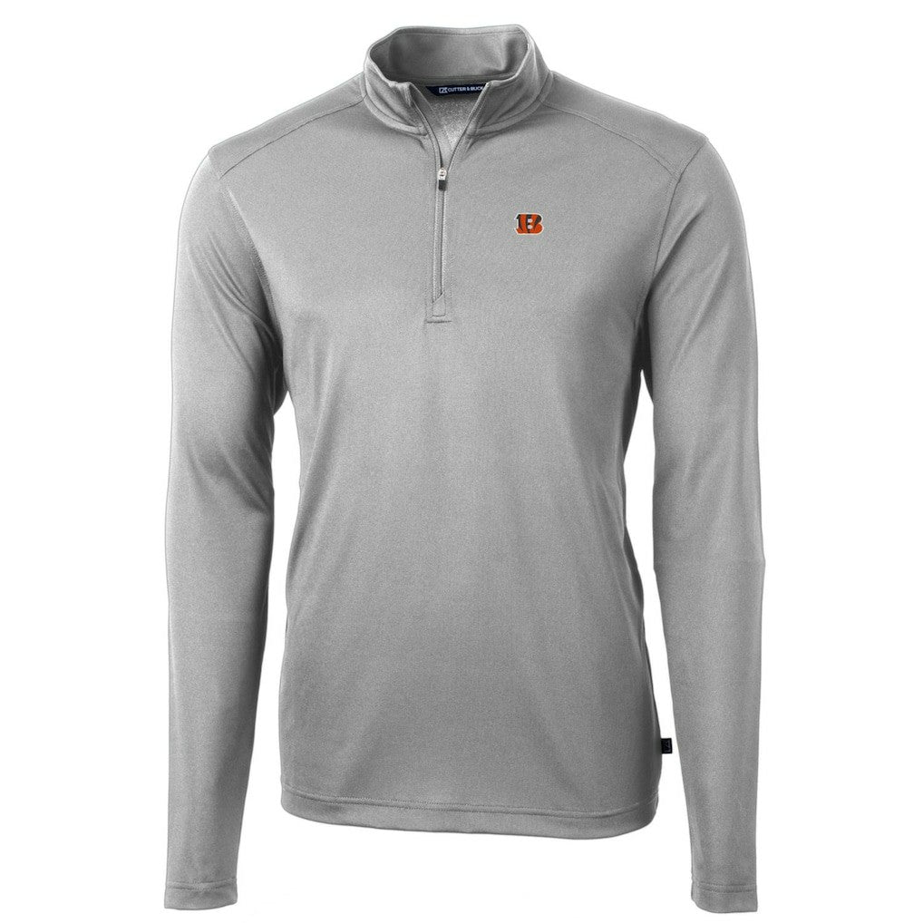 Cincinnati Bengals Cutter & Buck Big & Tall Virtue Eco Pique Quarter-Zip Pullover Jacket Gray | NFL