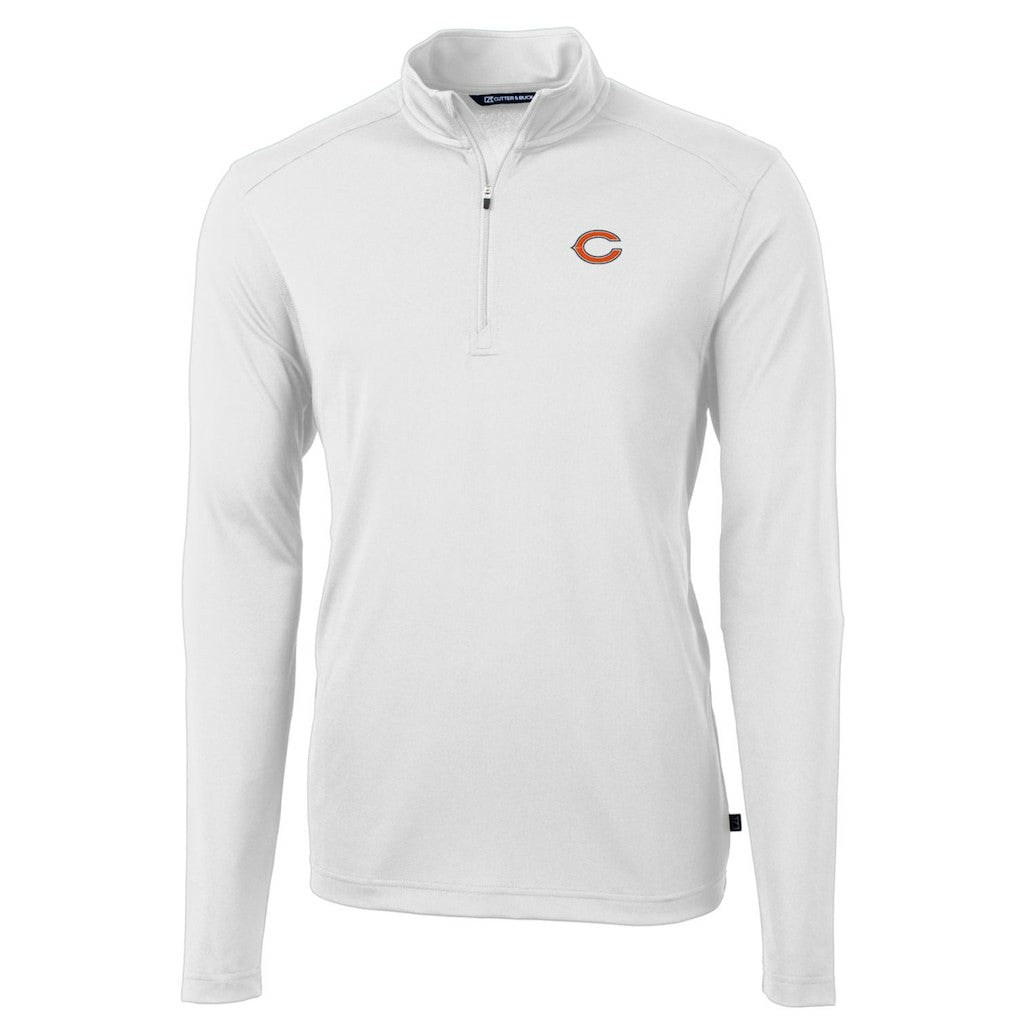 Chicago Bears Cutter & Buck Big & Tall Virtue Eco Pique Quarter-Zip Pullover Jacket White | NFL