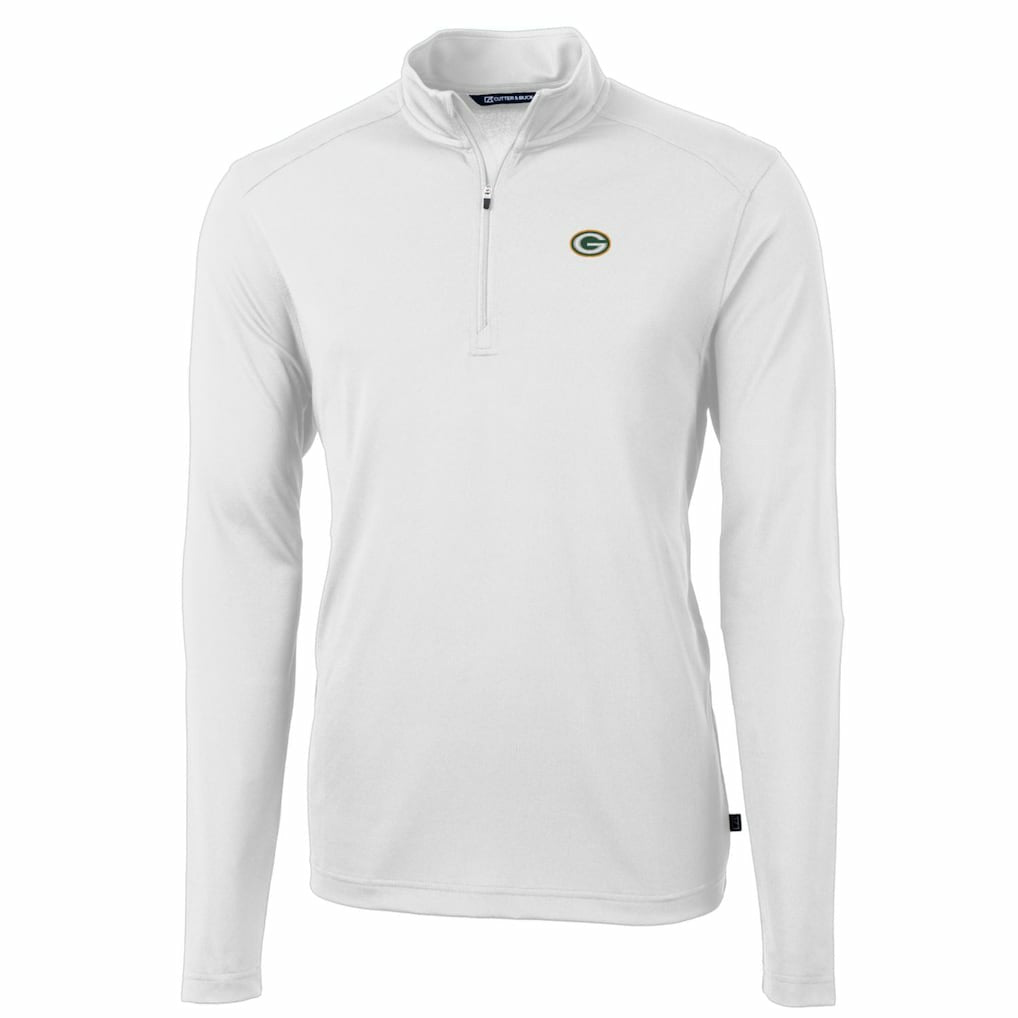 Green Bay Packers Cutter & Buck Big & Tall Virtue Eco Pique Quarter-Zip Pullover Jacket White | NFL