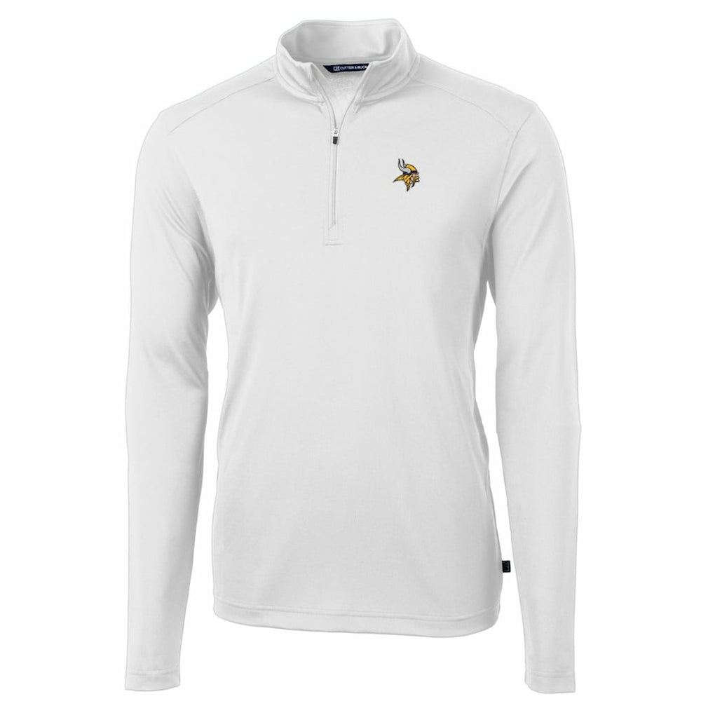 Minnesota Vikings Cutter & Buck Big & Tall Virtue Eco Pique Quarter-Zip Pullover Jacket White | NFL