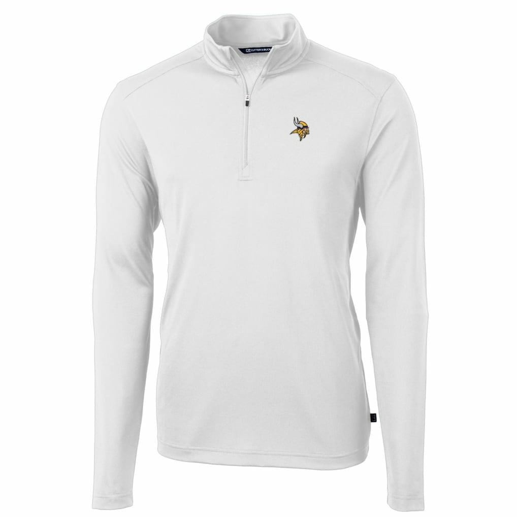 Minnesota Vikings Cutter & Buck Big & Tall Virtue Eco Pique Quarter-Zip Pullover Jacket White | NFL