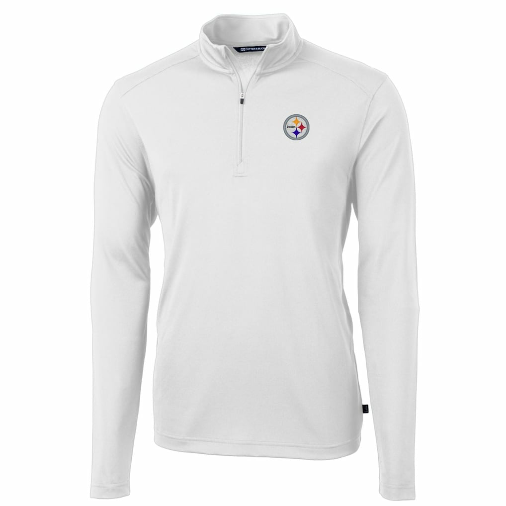 Pittsburgh Steelers Cutter & Buck Big & Tall Virtue Eco Pique Quarter-Zip Pullover Jacket White | NFL
