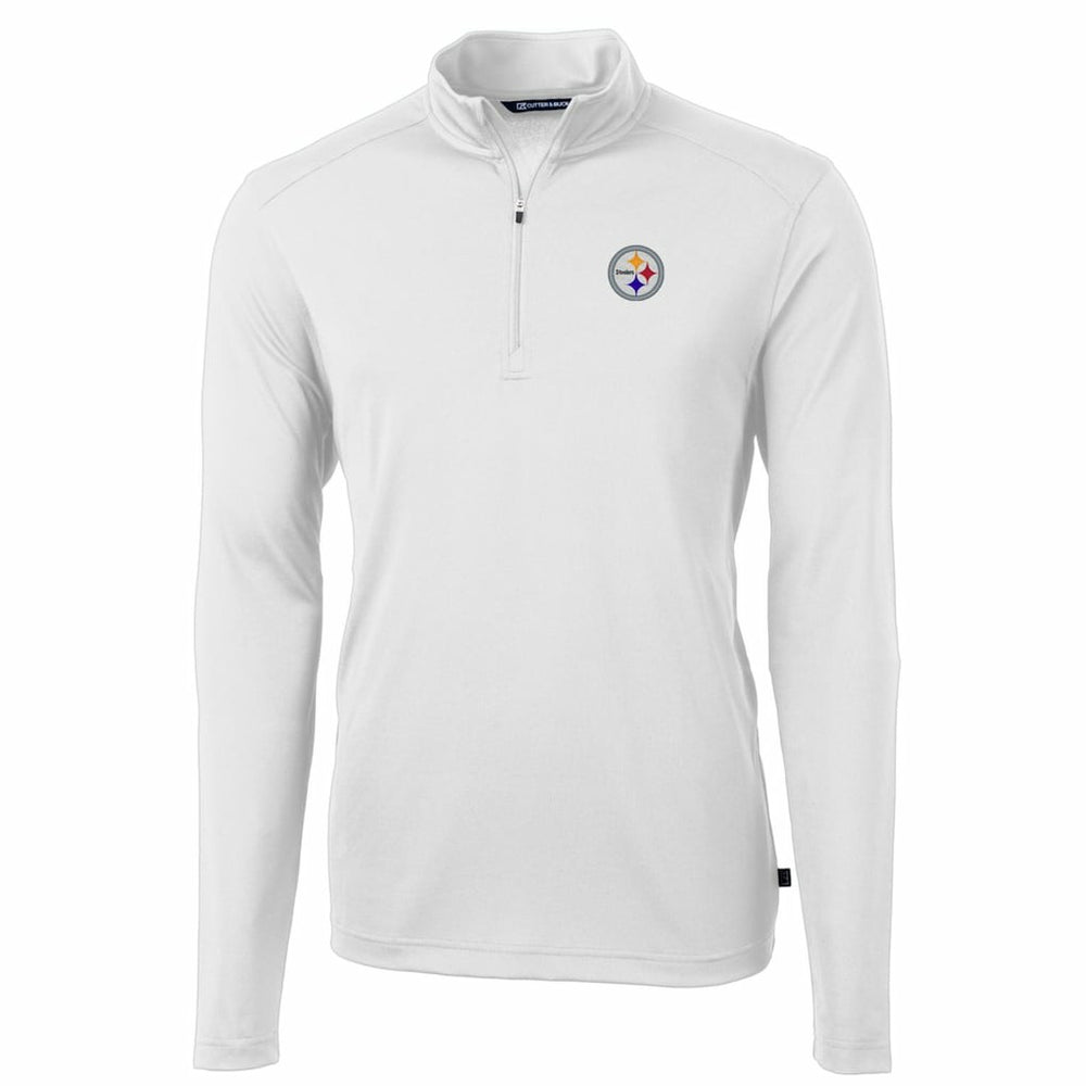 Pittsburgh Steelers Cutter & Buck Big & Tall Virtue Eco Pique Quarter-Zip Pullover Jacket White | NFL