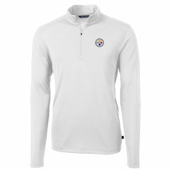 Pittsburgh Steelers Cutter & Buck Big & Tall Virtue Eco Pique Quarter-Zip Pullover Jacket White | NFL