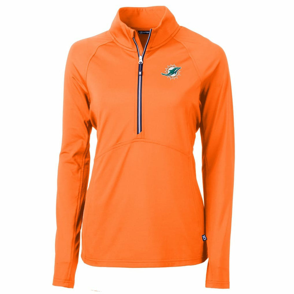 Miami Dolphins Cutter & Buck Women's Adapt Eco Knit Stretch Recycled Half-Zip Pullover Top Orange | NFL