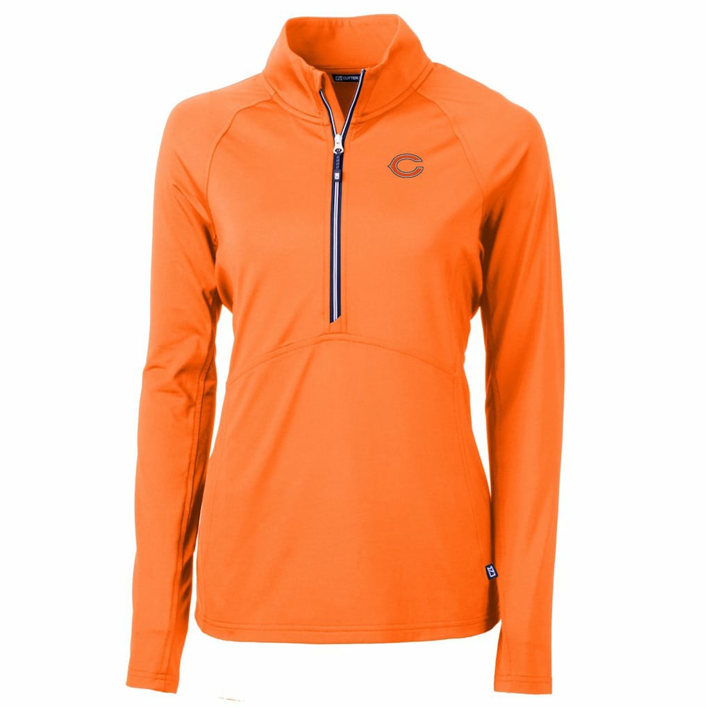 Chicago Bears Cutter & Buck Women's Adapt Eco Knit Stretch Recycled Half-Zip Pullover Top Orange | NFL