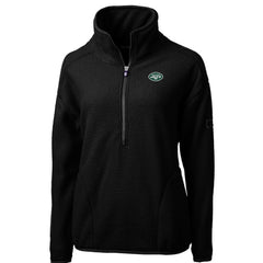 New York Jets Cutter & Buck Women's Cascade Eco Sherpa Fleece Half-Zip Pullover Jacket Black | NFL
