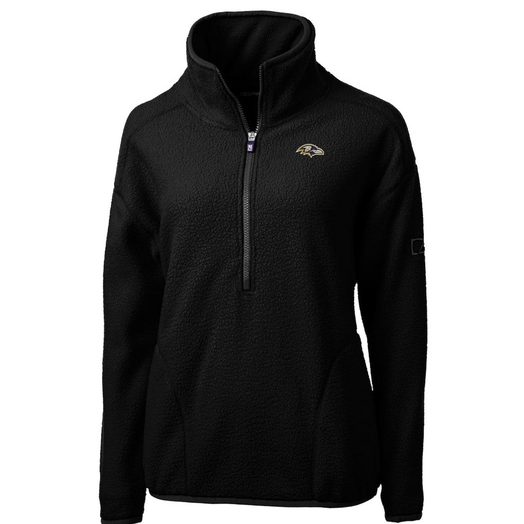 Baltimore Ravens Cutter & Buck Women's Cascade Eco Sherpa Fleece Half-Zip Pullover Jacket Black | NFL