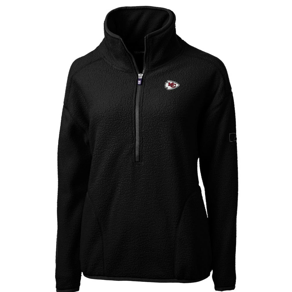 Kansas City Chiefs Cutter & Buck Women's Cascade Eco Sherpa Fleece Half-Zip Pullover Jacket Black | NFL