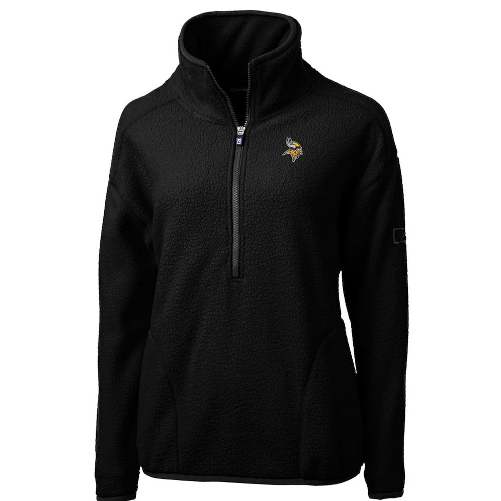 Minnesota Vikings Cutter & Buck Women's Cascade Eco Sherpa Fleece Half-Zip Pullover Jacket Black | NFL