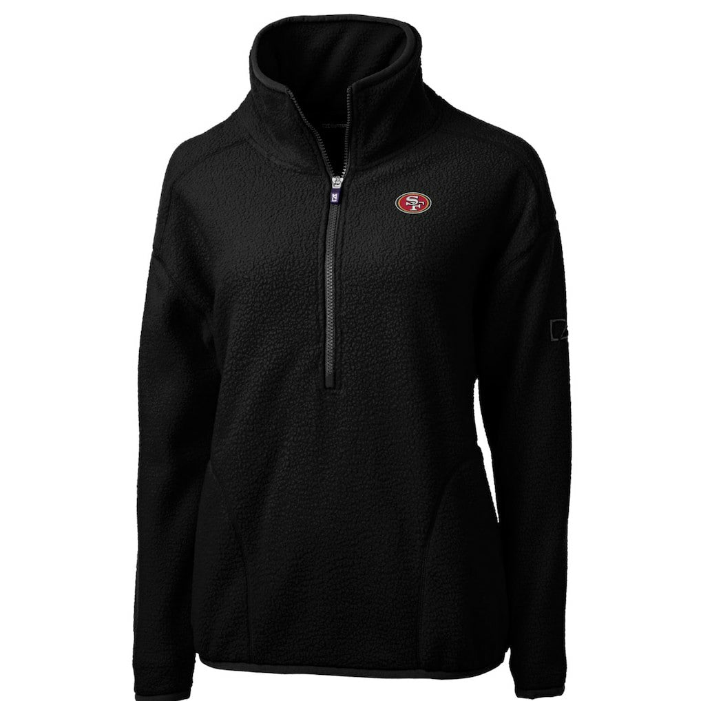 San Francisco 49ers Cutter & Buck Women's Cascade Eco Sherpa Fleece Half-Zip Pullover Jacket Black | NFL