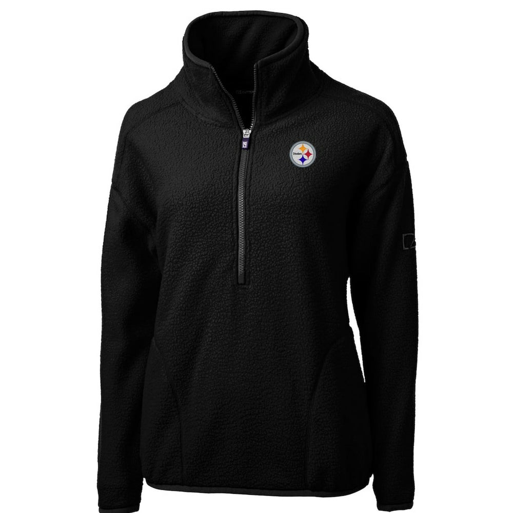 Pittsburgh Steelers Cutter & Buck Women's Cascade Eco Sherpa Fleece Half-Zip Pullover Jacket Black | NFL
