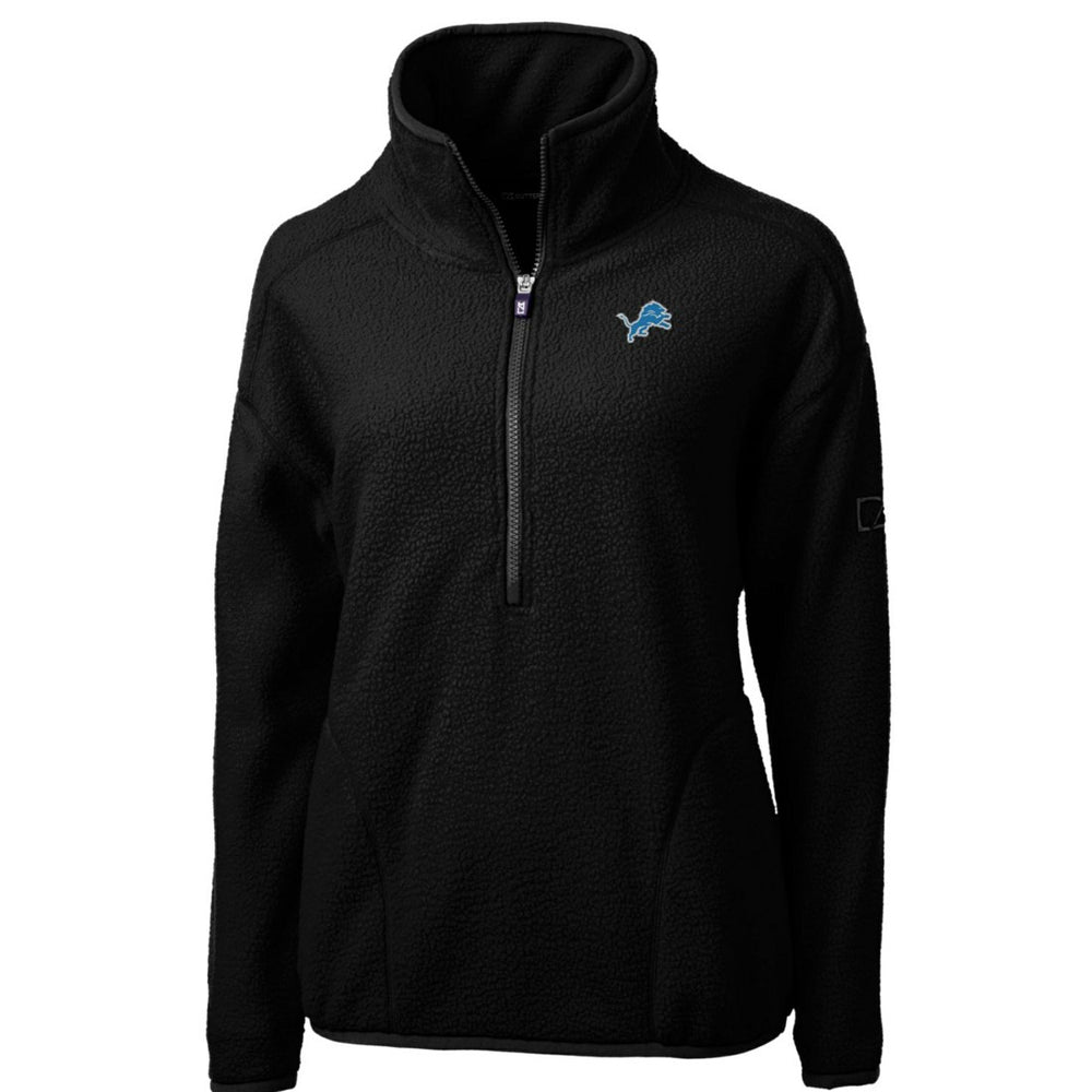 Detroit Lions Cutter & Buck Women's Cascade Eco Sherpa Fleece Half-Zip Pullover Jacket Black | NFL