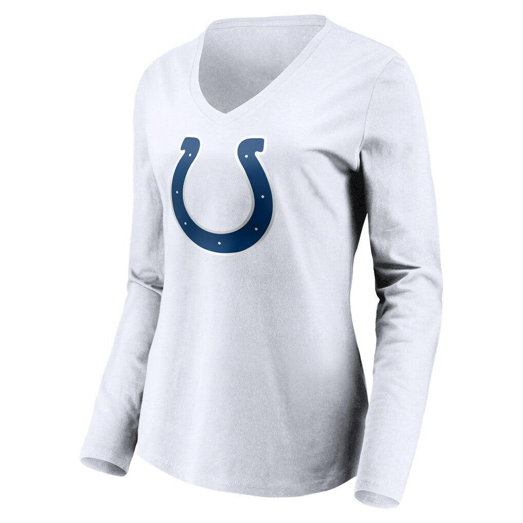 Indianapolis Colts Women's Team Authentic Logo Personalized Name & Number V-Neck Long Sleeve T-Shirt White | NFL
