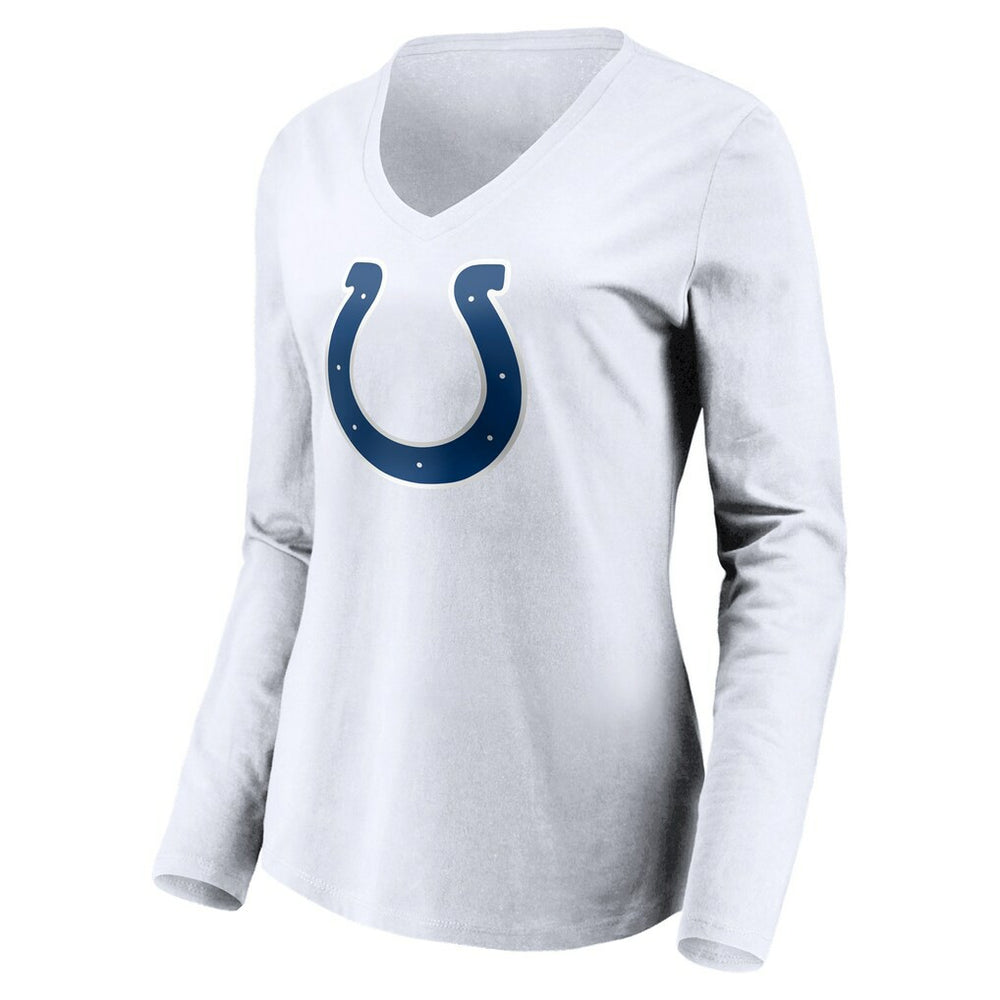 Indianapolis Colts Women's Team Authentic Logo Personalized Name & Number V-Neck Long Sleeve T-Shirt White | NFL