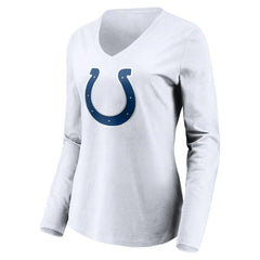 Indianapolis Colts Women's Team Authentic Logo Personalized Name & Number V-Neck Long Sleeve T-Shirt White | NFL