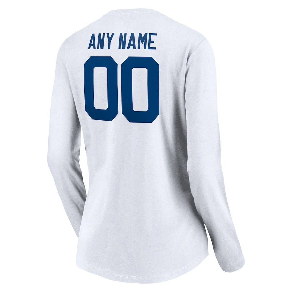 Indianapolis Colts Women's Team Authentic Logo Personalized Name & Number V-Neck Long Sleeve T-Shirt White | NFL