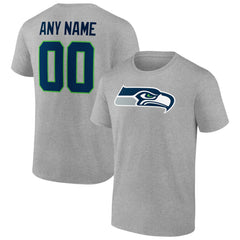Seattle Seahawks Team Authentic Custom T-Shirt Heathered Gray | NFL