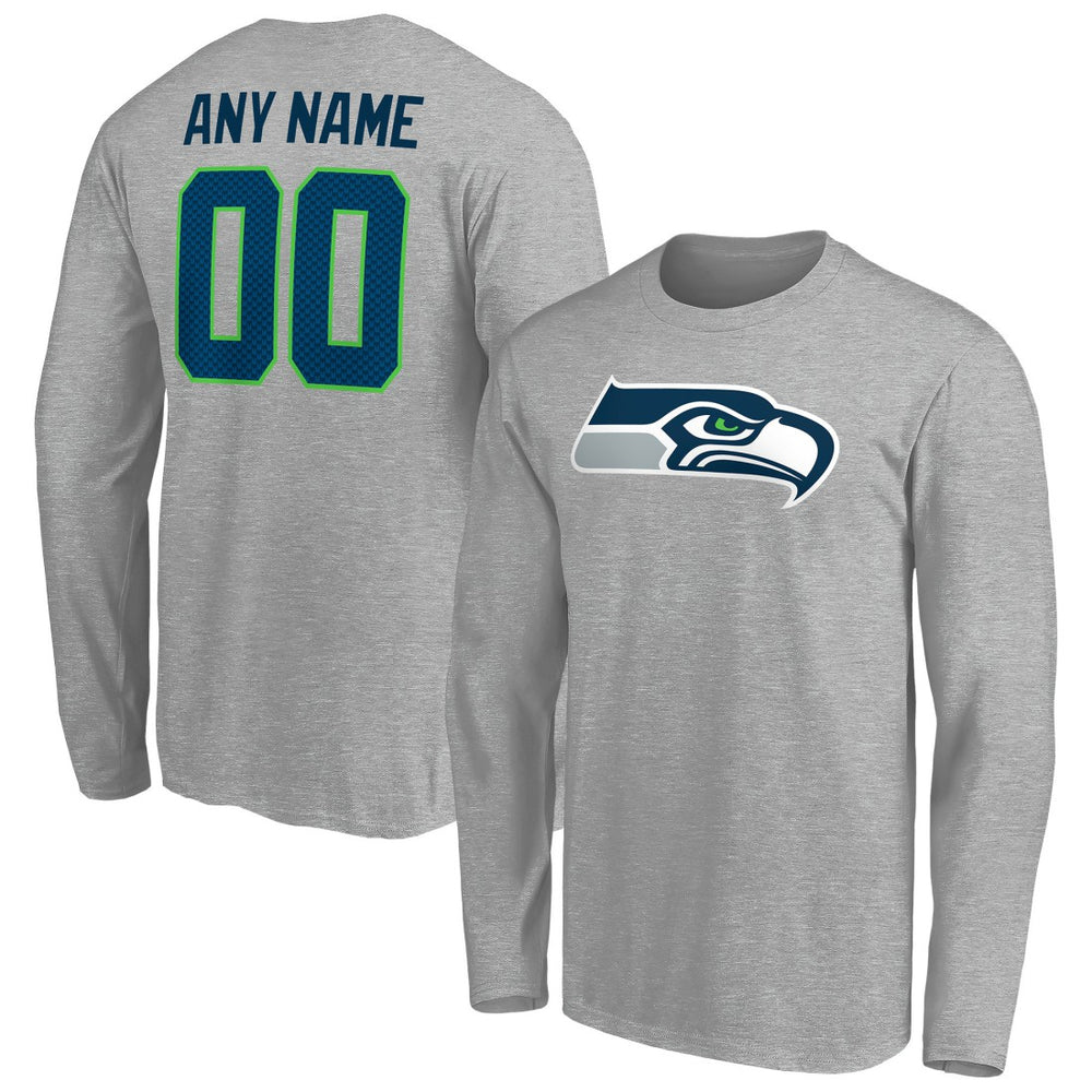 Seattle Seahawks Team Authentic Custom Long Sleeve T-Shirt Gray | NFL