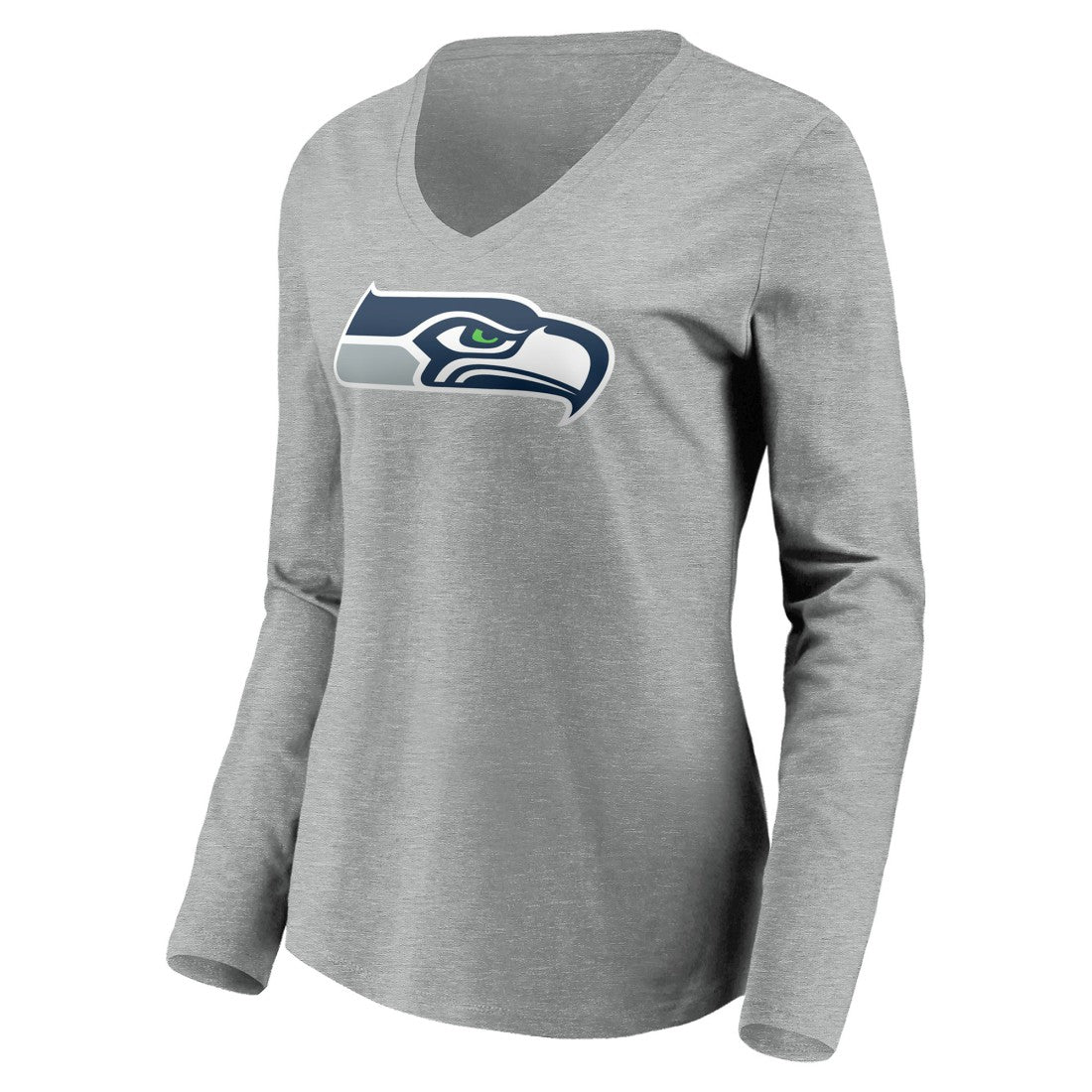 Seattle Seahawks Women's Team Authentic Custom Long Sleeve V-Neck T-Shirt Gray | NFL