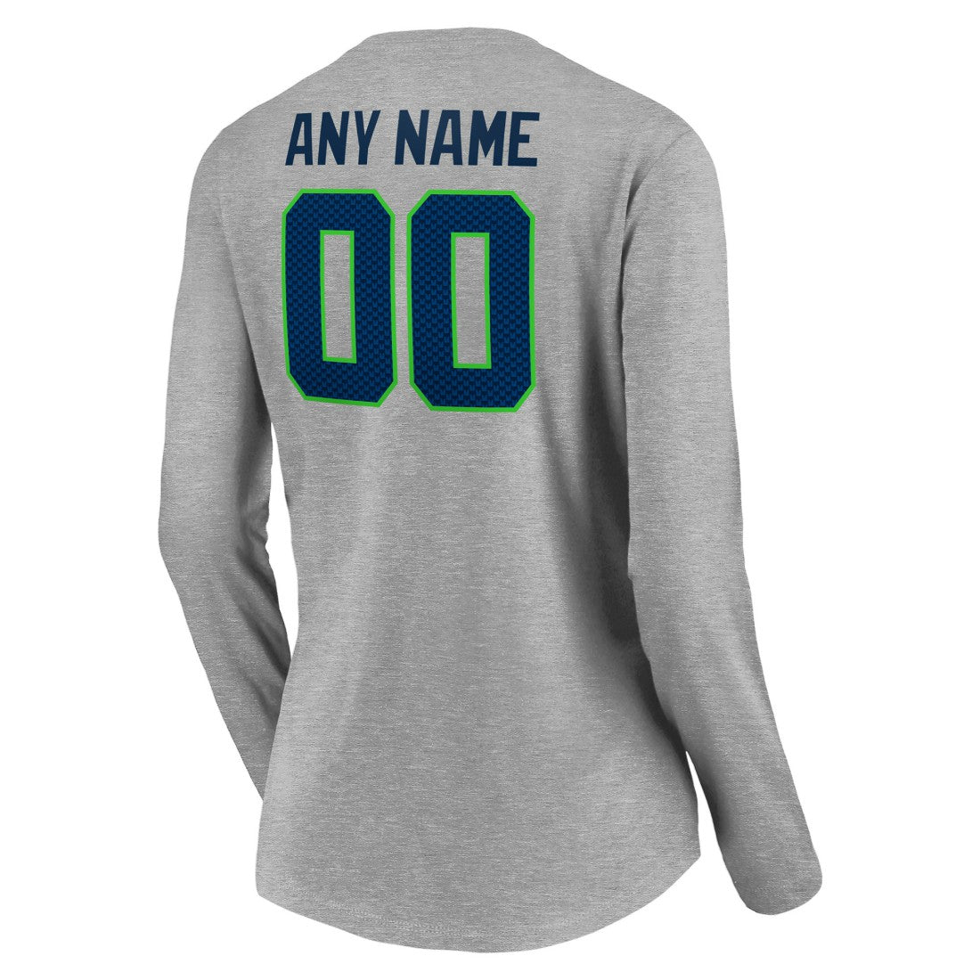 Seattle Seahawks Women's Team Authentic Custom Long Sleeve V-Neck T-Shirt Gray | NFL