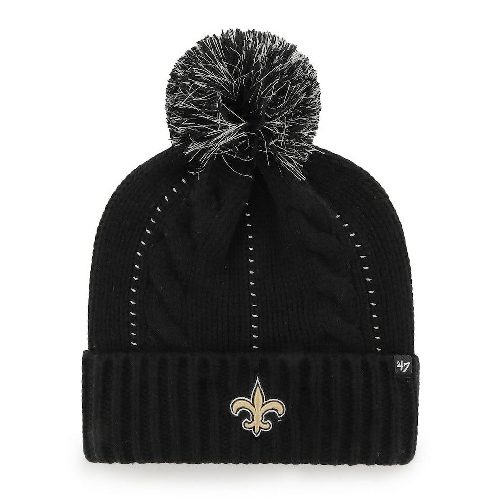 New Orleans Saints '47 Women's Bauble Cuffed Knit Hat with Pom Black | 47 brand