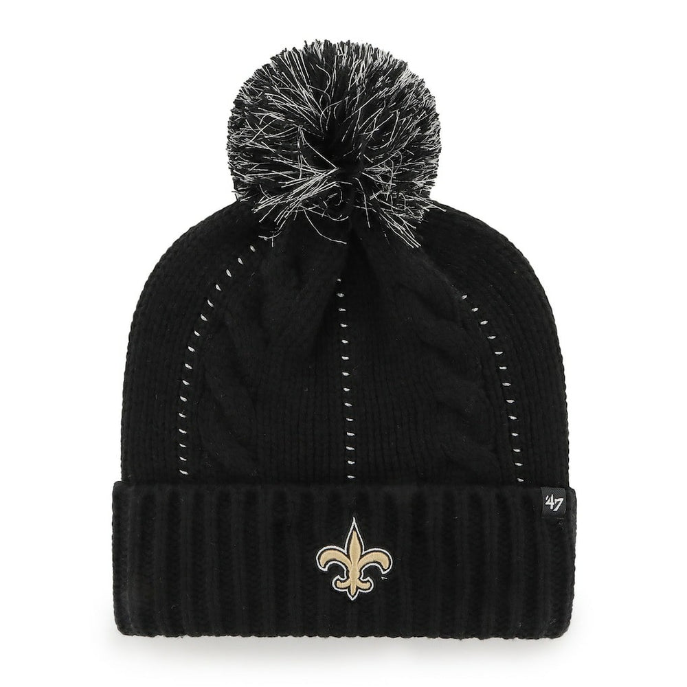 New Orleans Saints '47 Women's Bauble Cuffed Knit Hat with Pom Black | 47 brand