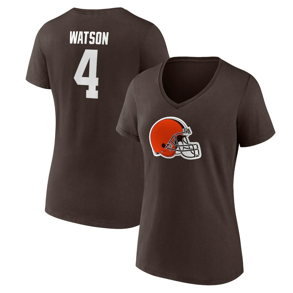 Deshaun Watson Cleveland Browns Women's Player Icon Name & Number V-Neck T-Shirt Brown | Fanatics