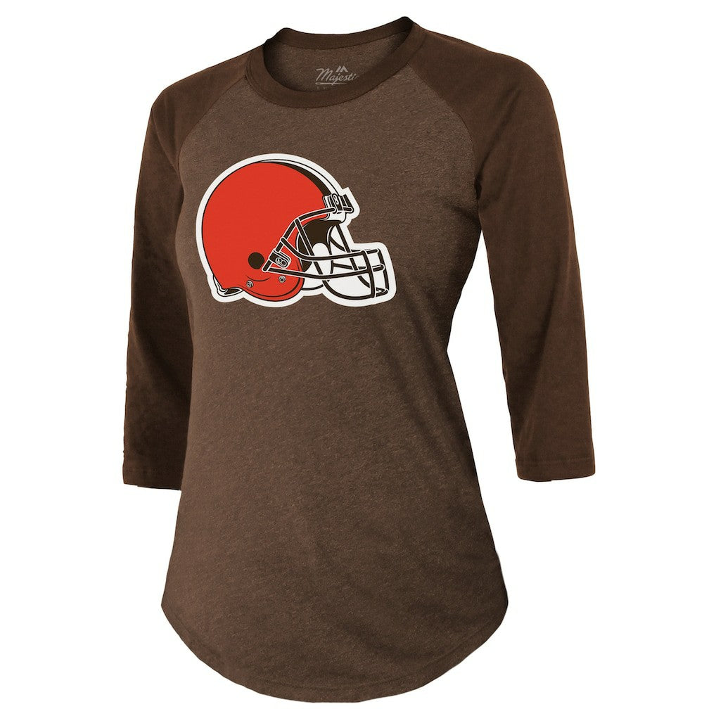 Deshaun Watson Cleveland Browns Majestic Threads Women's Name & Number Raglan 3/4 Sleeve T-Shirt Brown | NFL