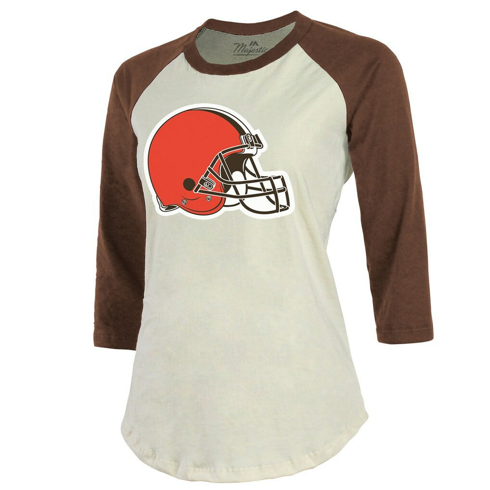 Deshaun Watson Cleveland Browns Majestic Threads Women's Player Name & Number Tri-Blend Three-Quarter Sleeve T-Shirt Cream | NFL