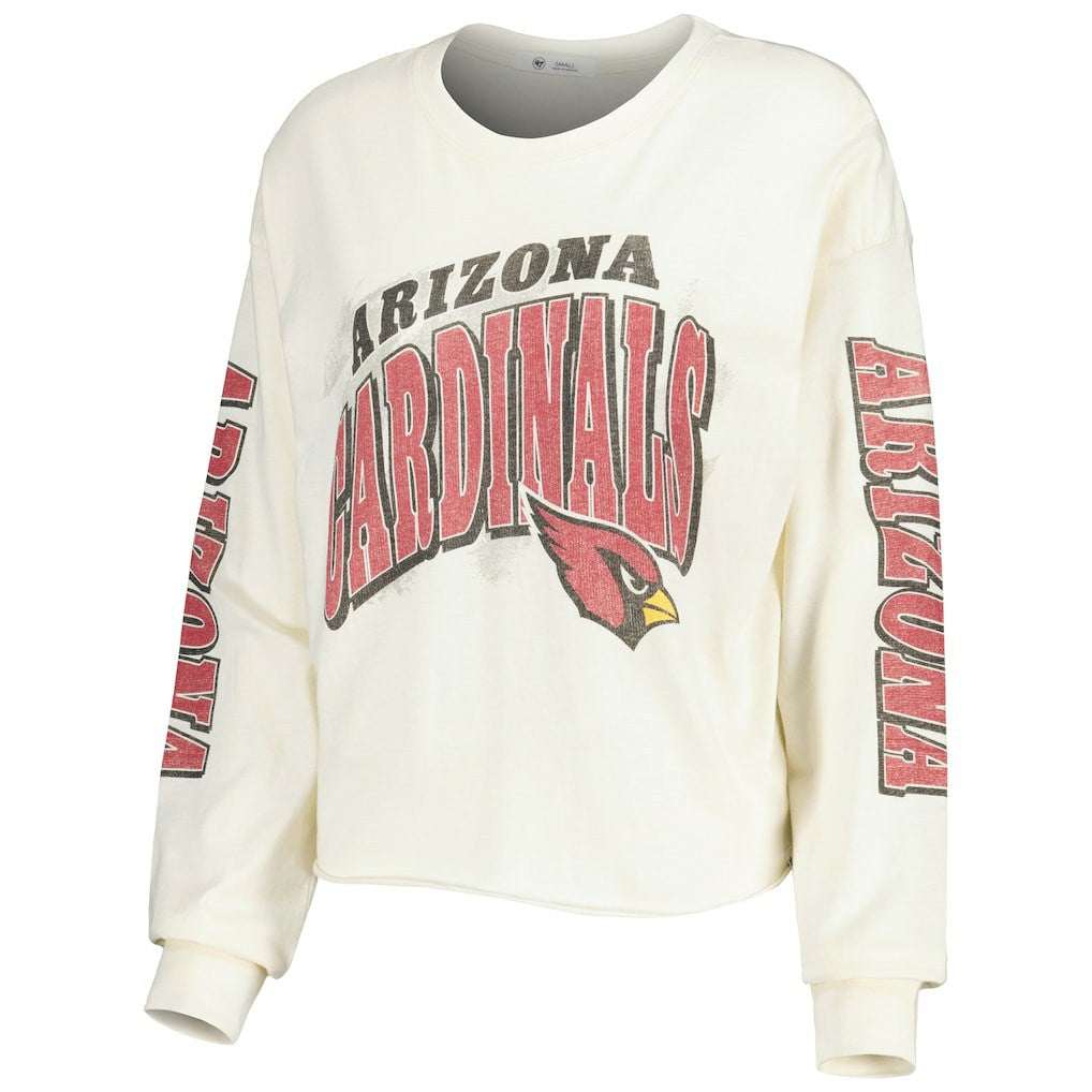 Arizona Cardinals '47 Women's Brush Back Parkway Cropped Lightweight Long Sleeve T-Shirt Cream | 47 brand