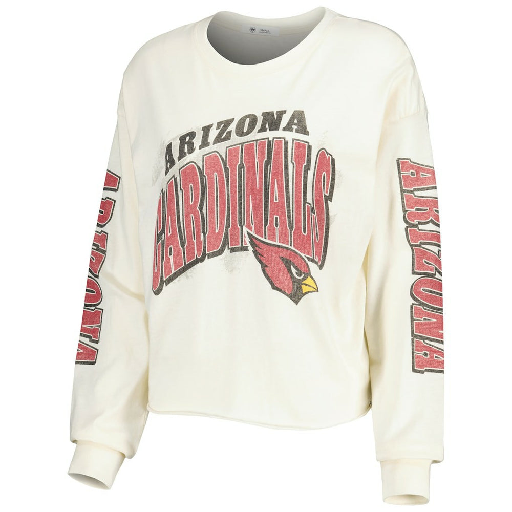 Arizona Cardinals '47 Women's Brush Back Parkway Cropped Lightweight Long Sleeve T-Shirt Cream | 47 brand