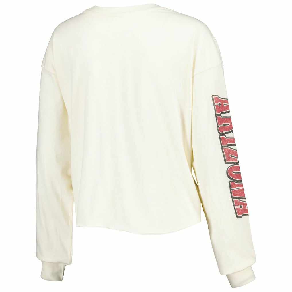 Arizona Cardinals '47 Women's Brush Back Parkway Cropped Lightweight Long Sleeve T-Shirt Cream | 47 brand
