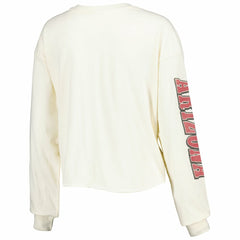 Arizona Cardinals '47 Women's Brush Back Parkway Cropped Lightweight Long Sleeve T-Shirt Cream | 47 brand