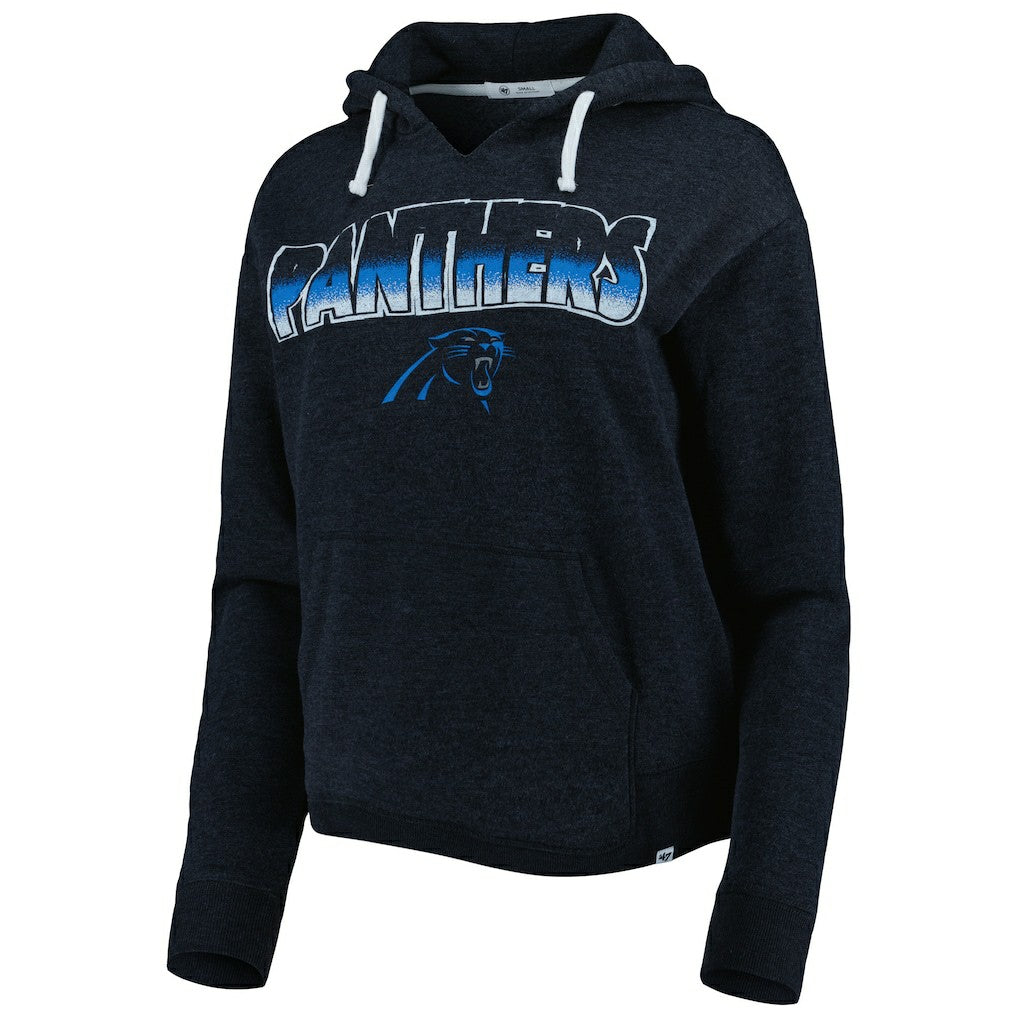 Carolina Panthers '47 Women's Color Rise Kennedy Notch Neck Pullover Hoodie Black | 47 brand