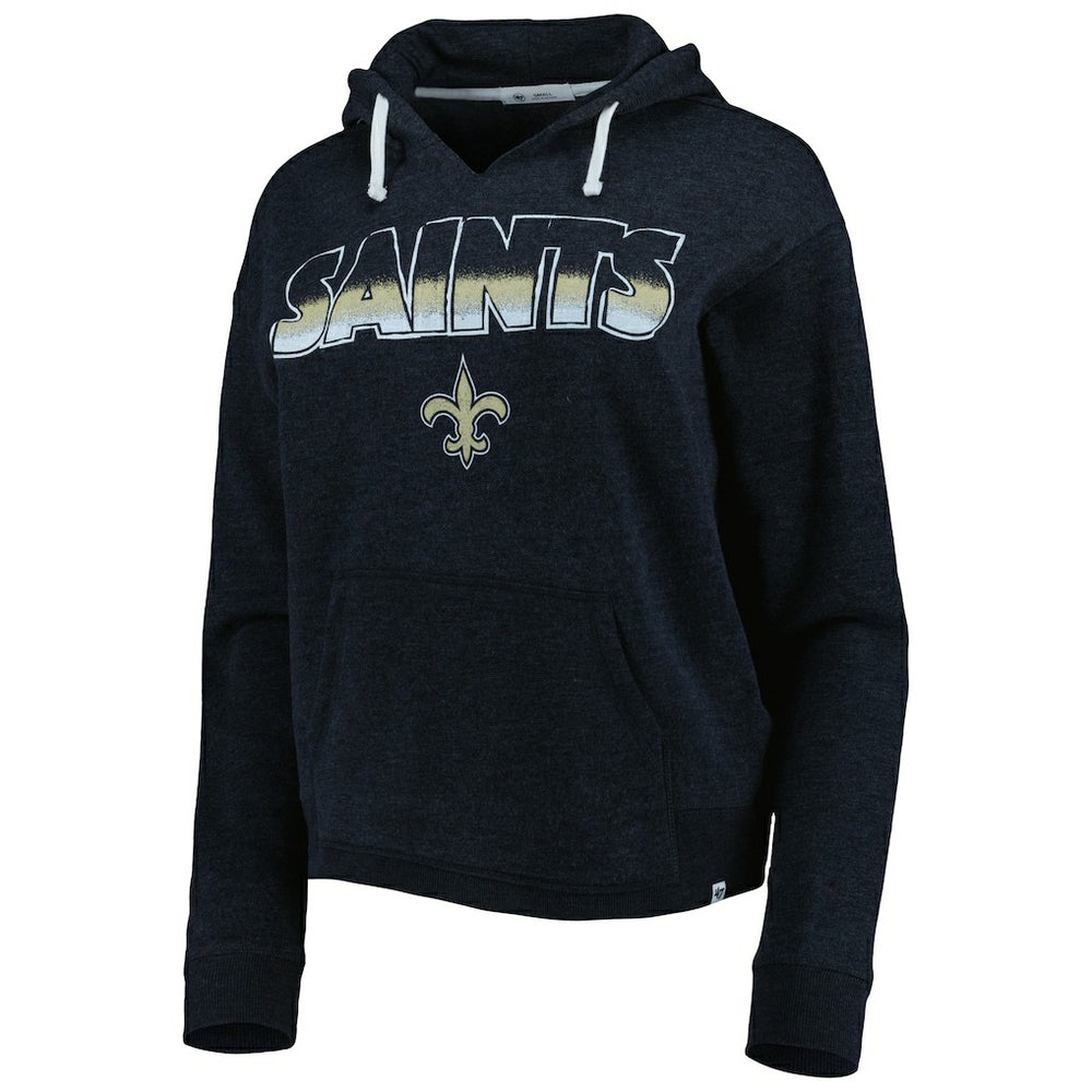 New Orleans Saints '47 Women's Color Rise Kennedy Notch Neck Pullover Hoodie Black | 47 brand