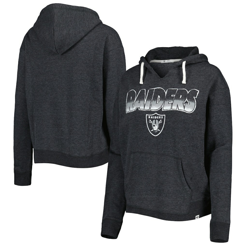 Las Vegas Raiders '47 Women's Color Rise Kennedy Notch Neck Pullover Hoodie Black | 47 brand