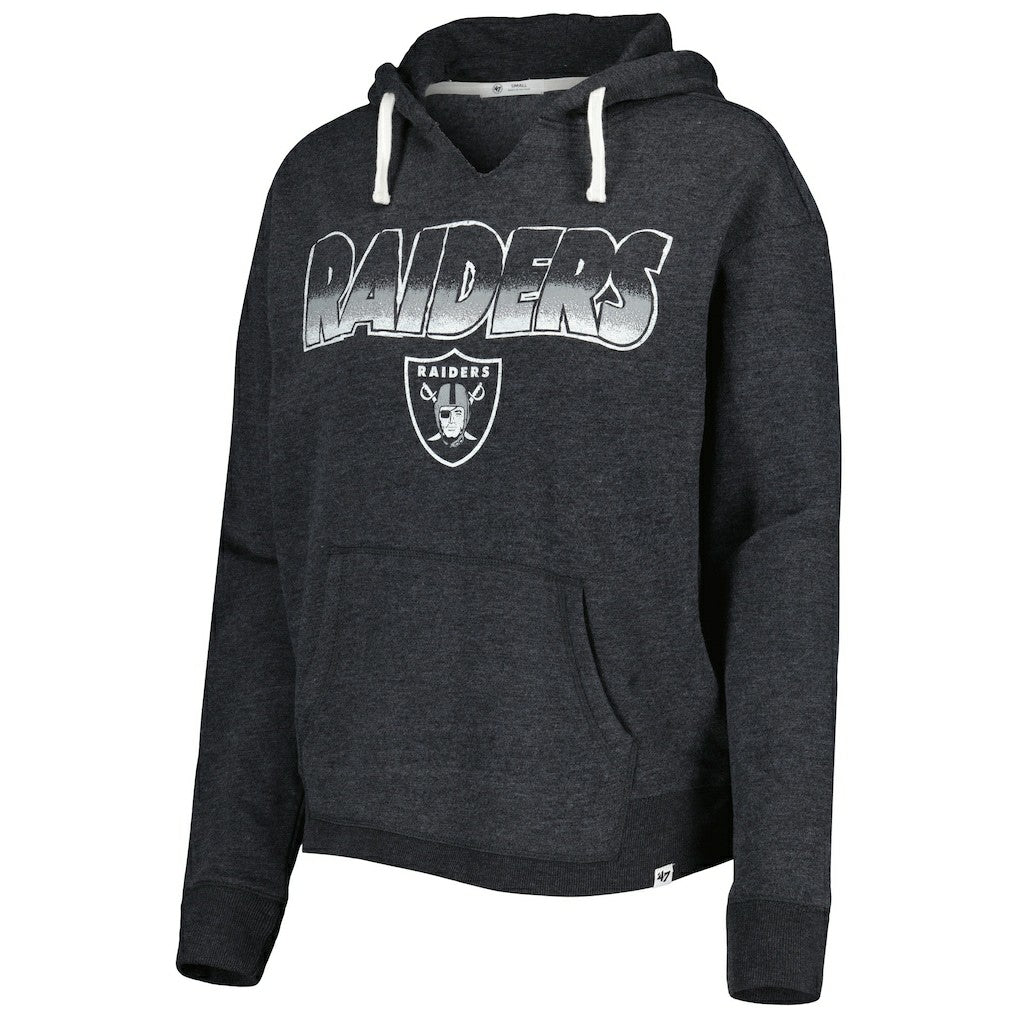 Las Vegas Raiders '47 Women's Color Rise Kennedy Notch Neck Pullover Hoodie Black | 47 brand